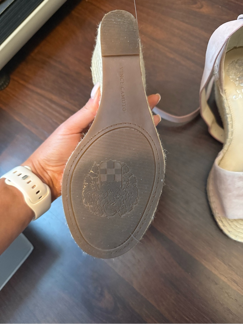 Vince Camuto Blush Suede Espadrille Wedge Sandals - Picture 6 of 13